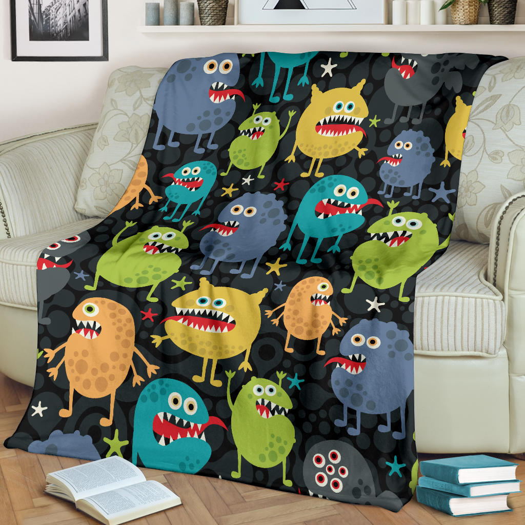 Monster Pattern Print Design 01 Premium Blanket