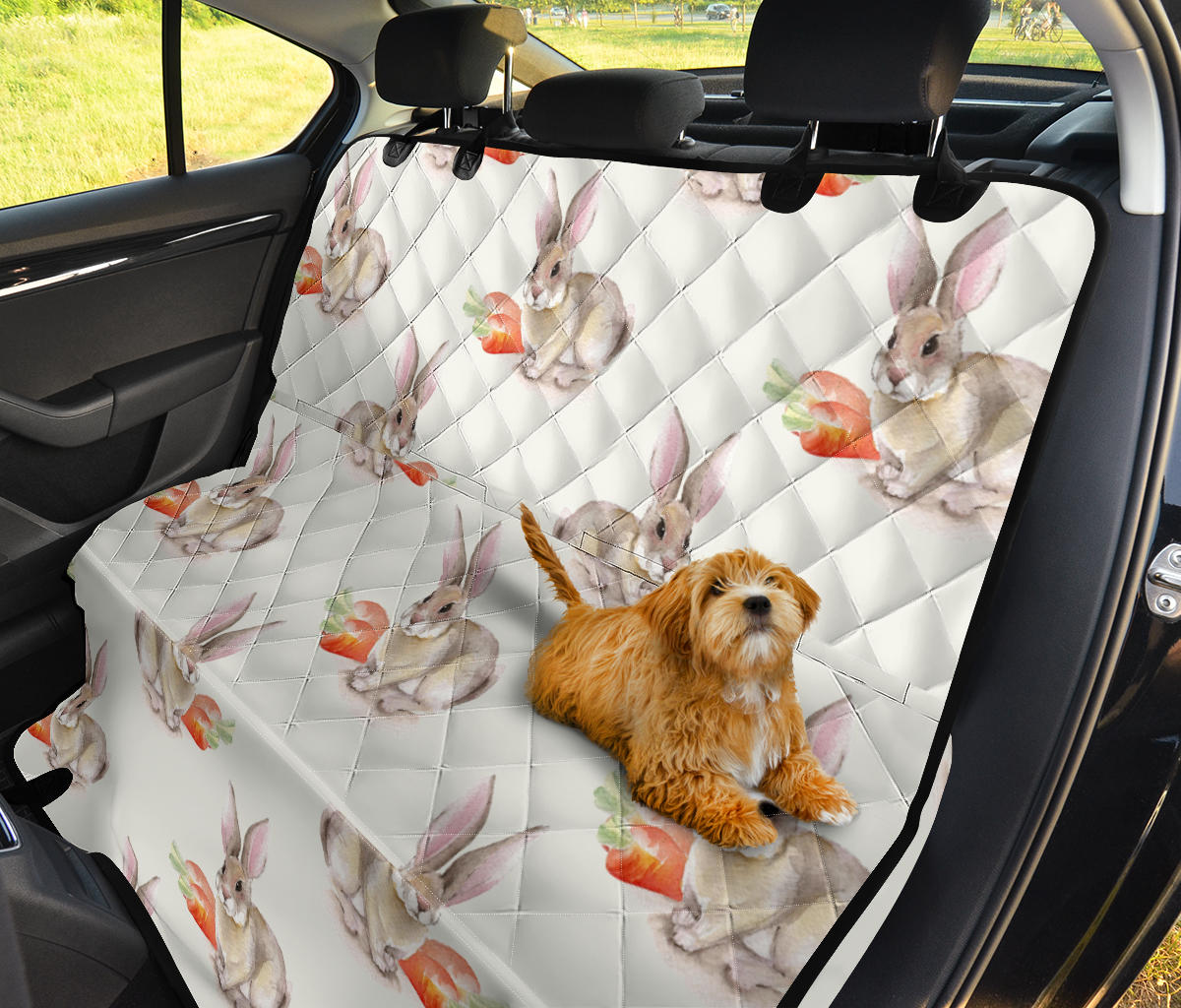 Rabbit Pattern Print Design 01 Rear Dog Car Seat Cover Hammock