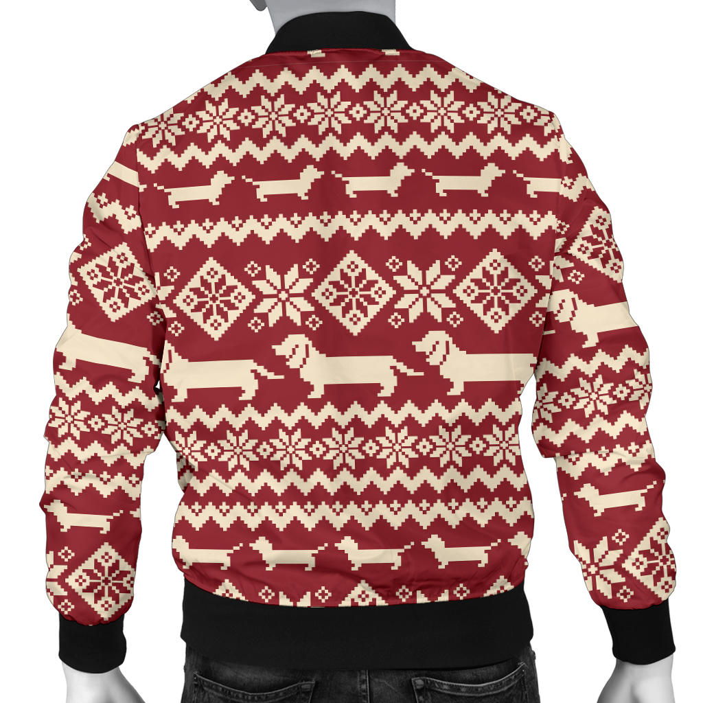 Dachshund Pattern Print Design 09 Men Bomber Jacket