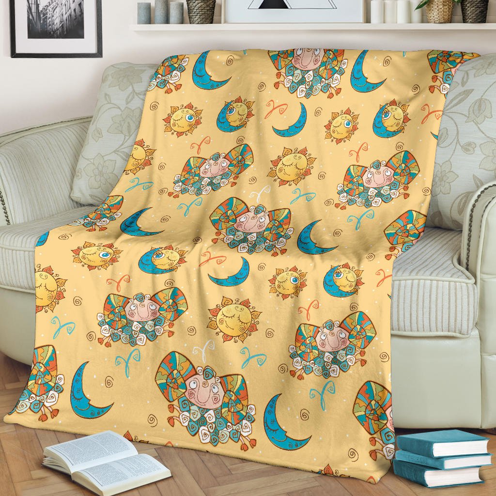 Aries Zodiac Pattern Print Design 03 Premium Blanket