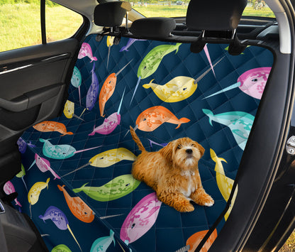 Narwhal Colorful Pattern Print Design 03 Rear Dog Car Seat Cover Hammock