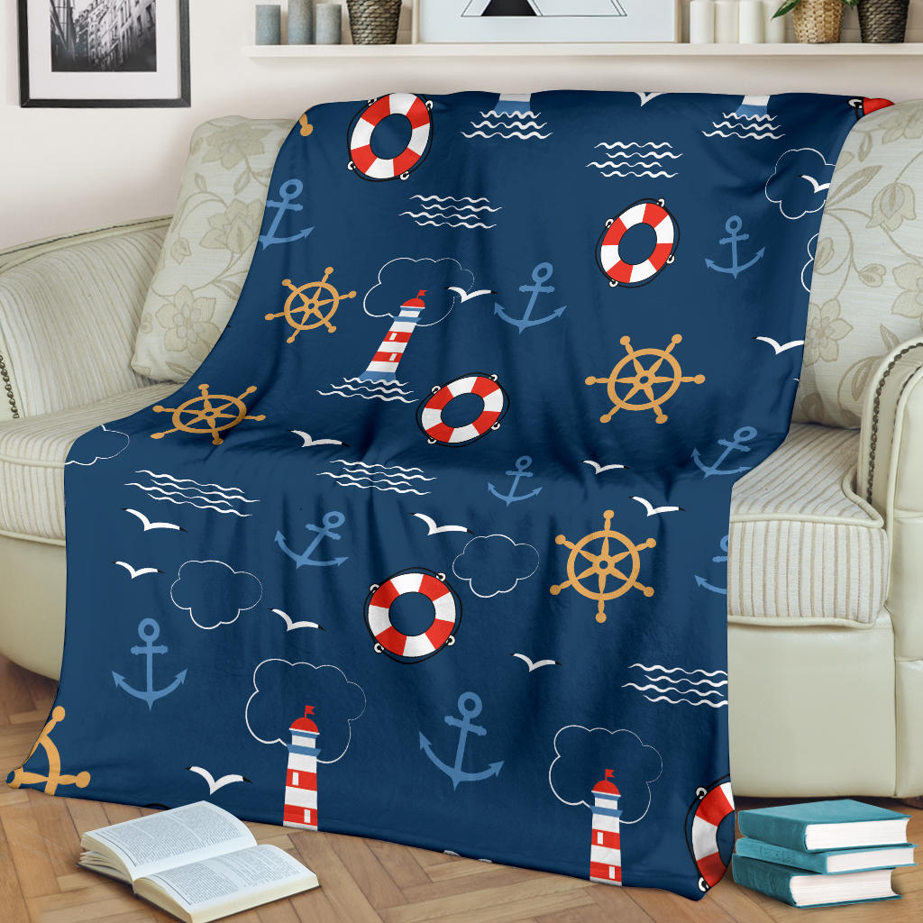 Nautical Pattern Print Design A06 Premium Blanket