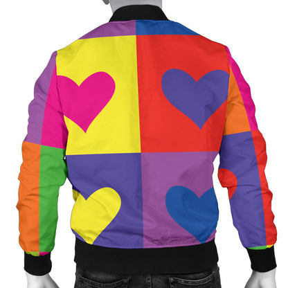 Pop Art Heart Pattern Print Design A01 Men Bomber Jacket