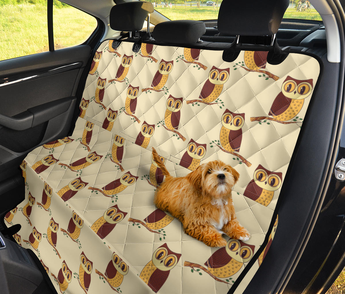 Owl Pattern Print Design A07 Rear Dog Car Seat Cover Hammock
