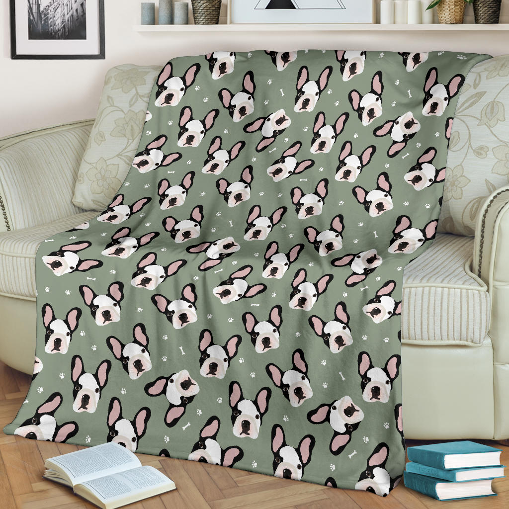 Boston Terrier Pattern Print Design 05 Premium Blanket
