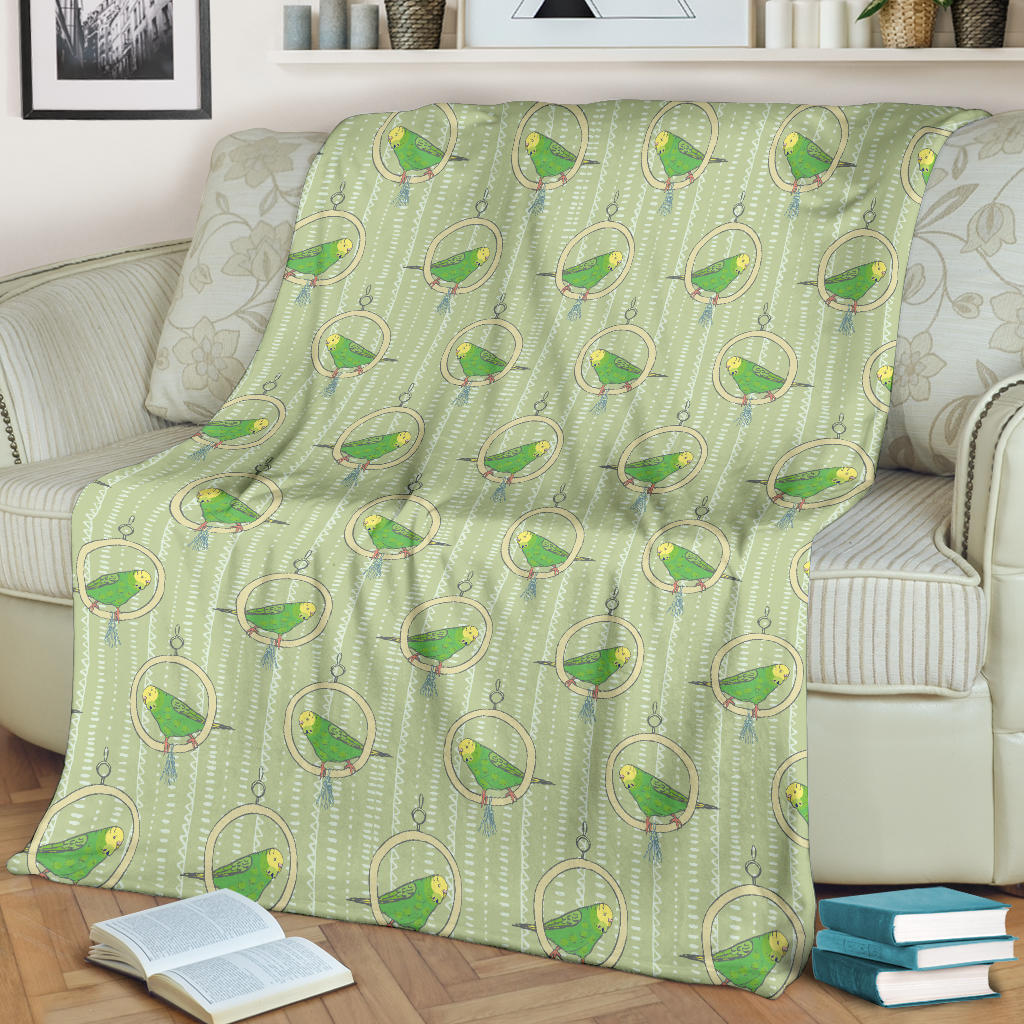 Budgerigar Pattern Print Design 02 Premium Blanket