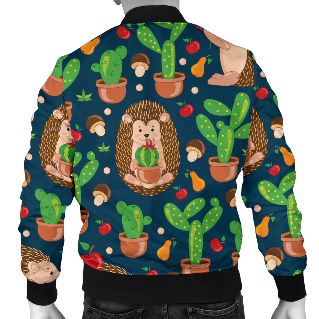 Hedgehog Cactus Pattern Print Design 04 Men Bomber Jacket