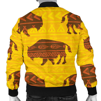Bison Native Pattern Print Design 01 Men Bomber Jacket