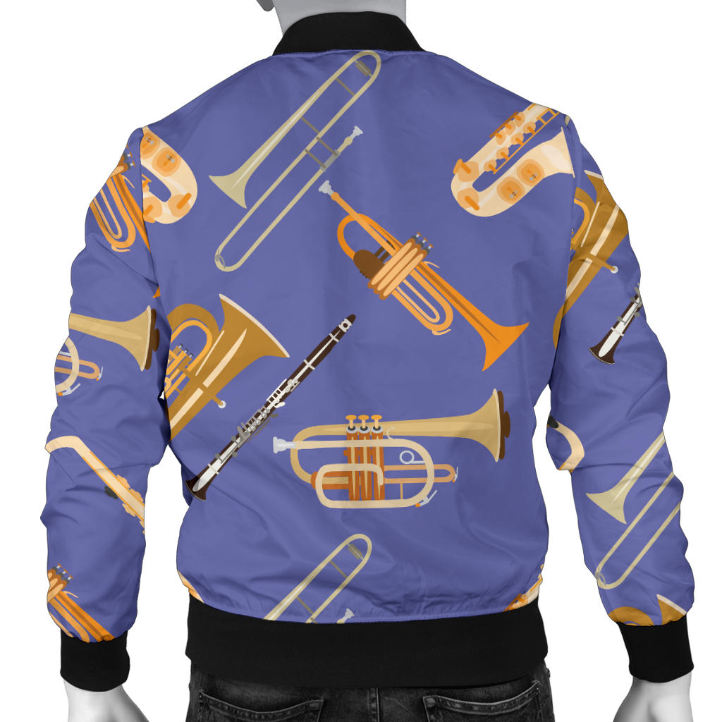 Trombone Pattern Print Design 02 Men Bomber Jacket