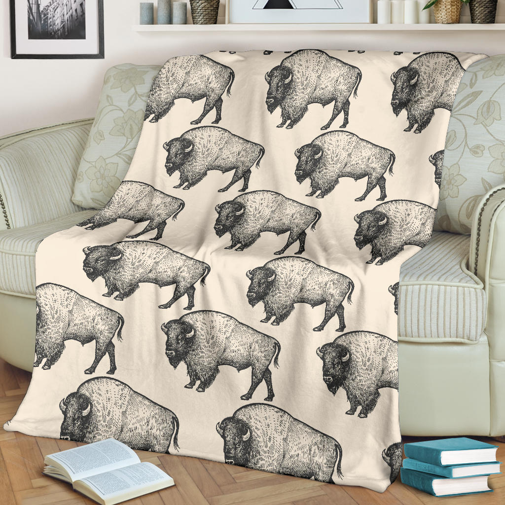 Bison Pattern Print Design 02 Premium Blanket