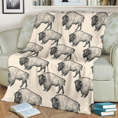 Bison Pattern Print Design 02 Premium Blanket