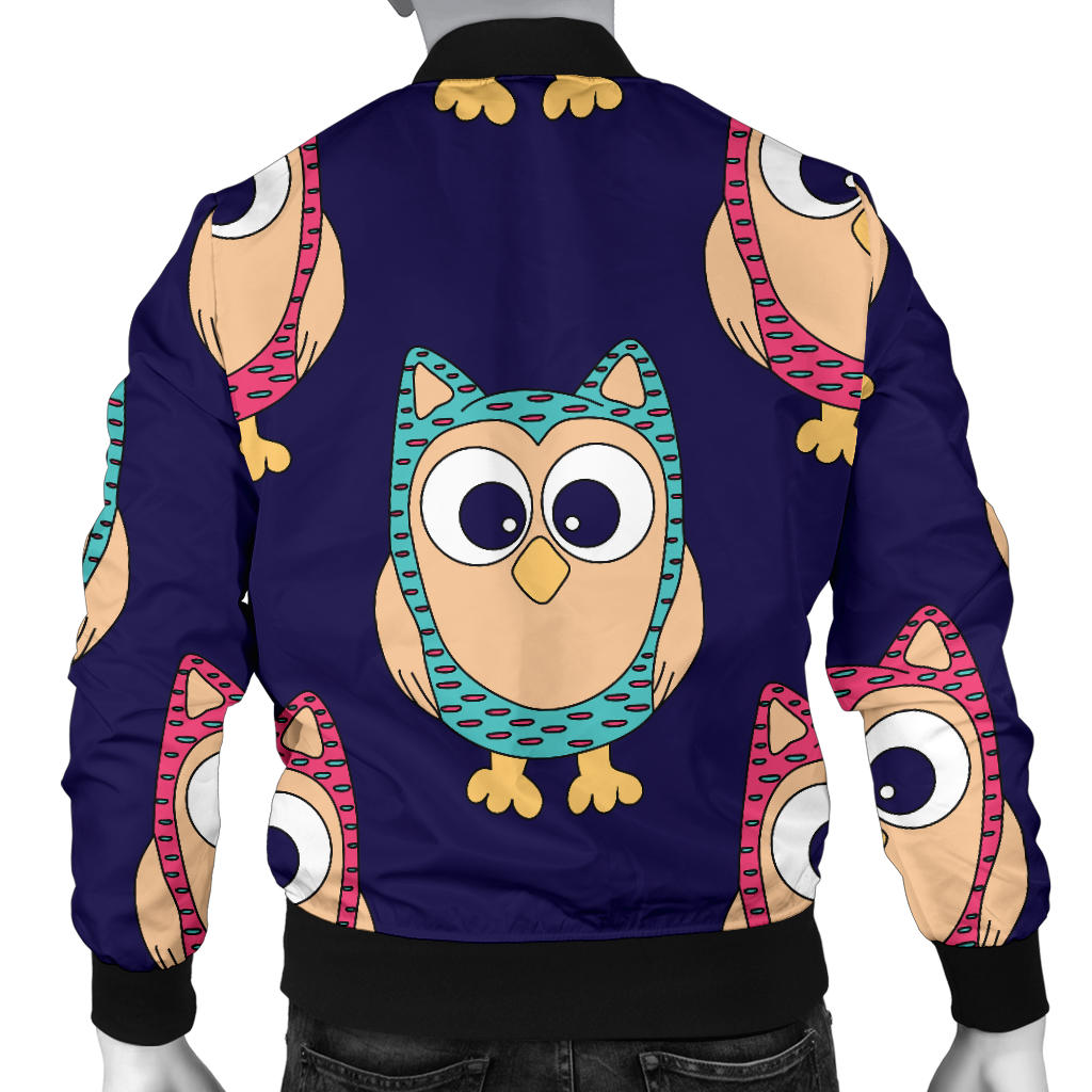Owl Pattern Print Design A06 Men Bomber Jacket