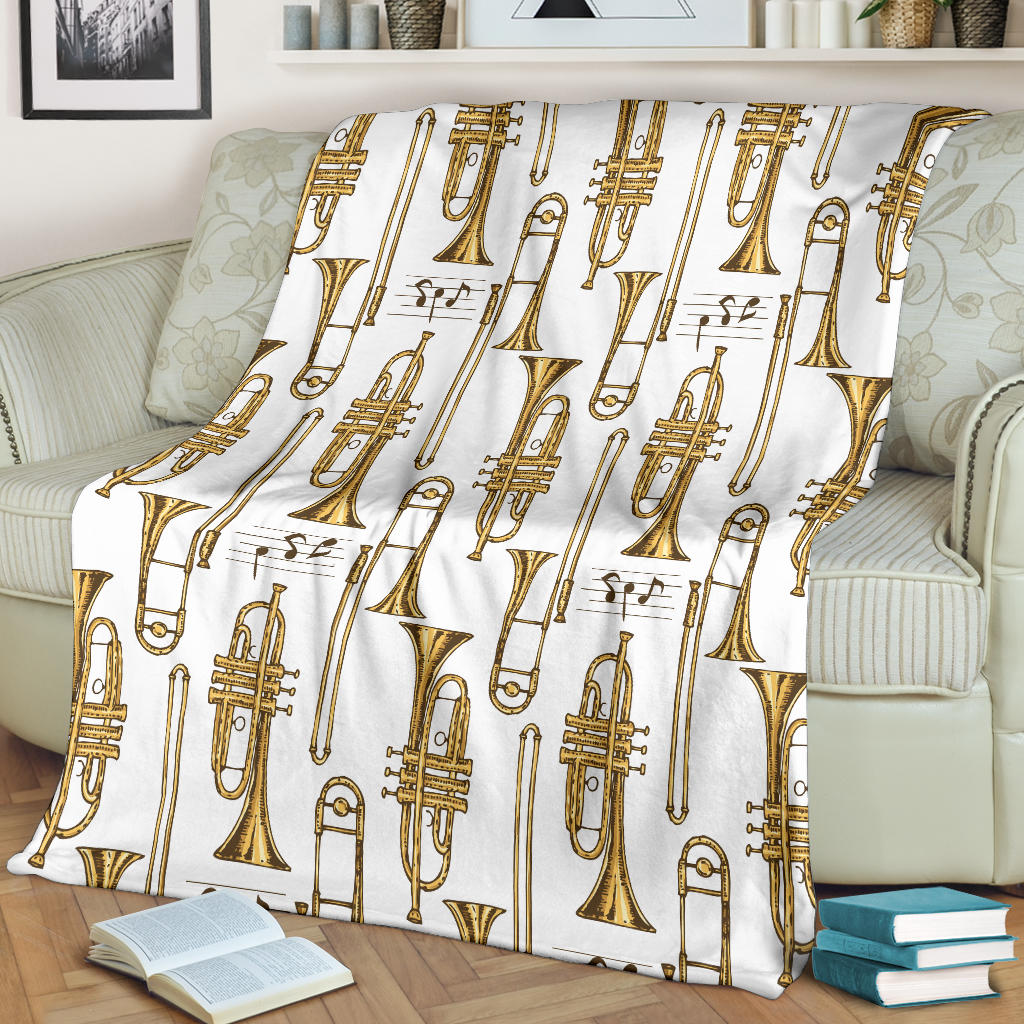Trombone Pattern Print Design 04 Premium Blanket