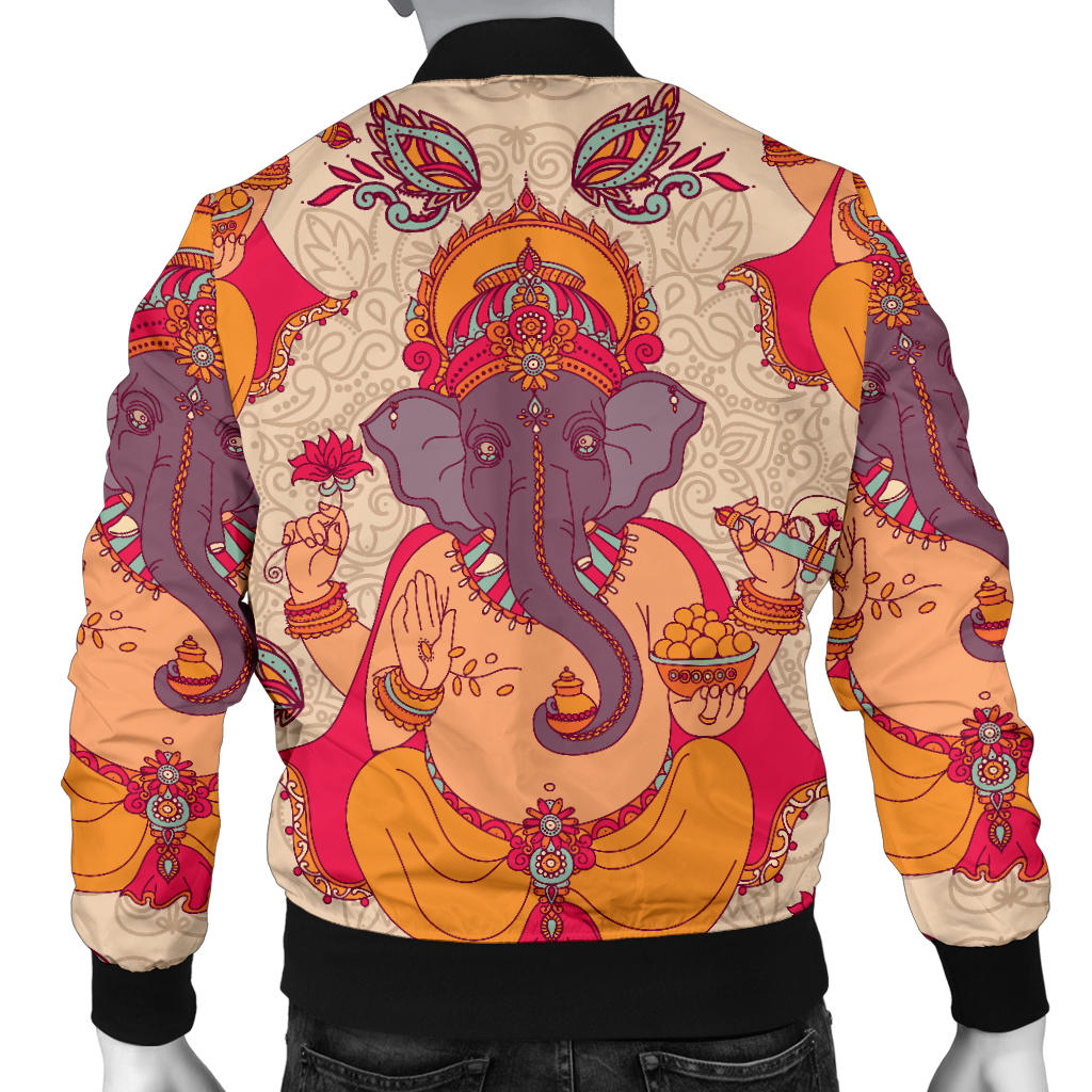 Ganesha Indian Pattern Print Design 02 Men Bomber Jacket