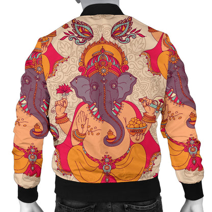 Ganesha Indian Pattern Print Design 02 Men Bomber Jacket