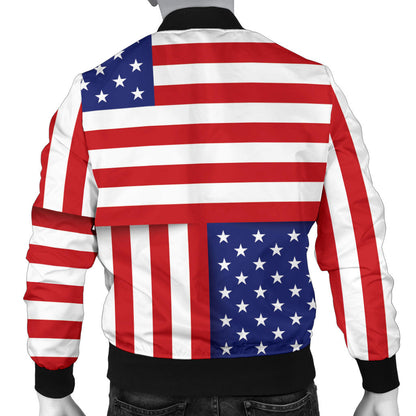 Patriotic US Flag Pattern Print Design A01 Men Bomber Jacket