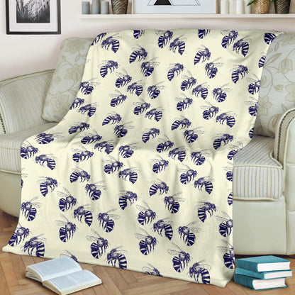 Bee Pattern Print Design 02 Premium Blanket
