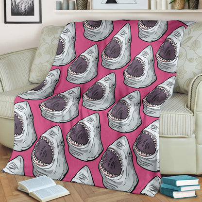 Great White Shark Pattern Print Design 01 Premium Blanket