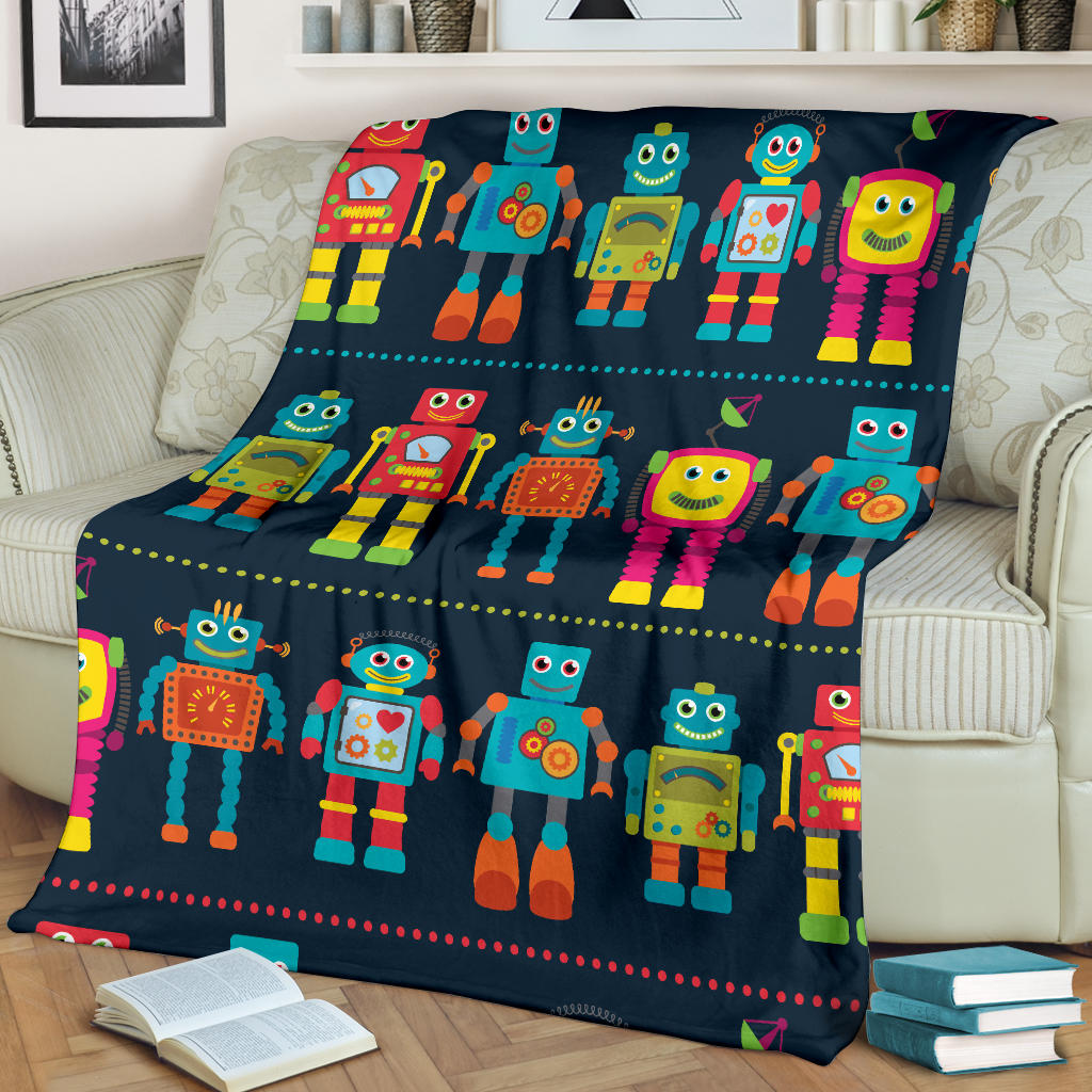Robot Pattern Print Design A01 Premium Blanket