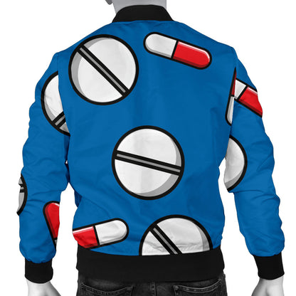 Pill Pattern Print Design A05 Men Bomber Jacket