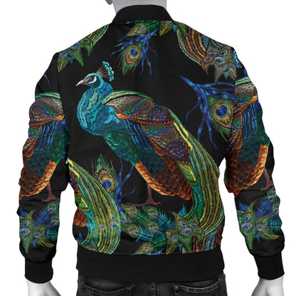 Peacock Pattern Print Design A04 Men Bomber Jacket