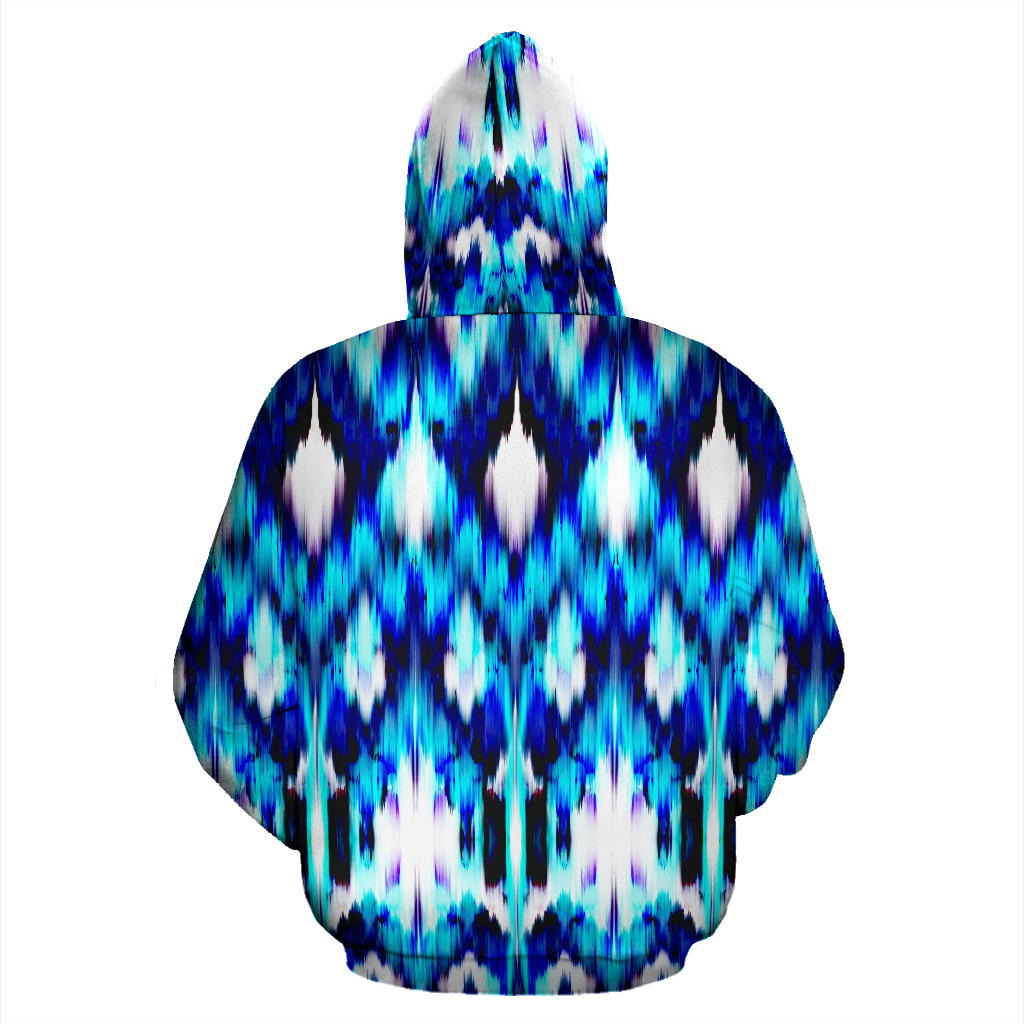 Ikat Blue Pattern Print Design 01 Pullover Hoodie
