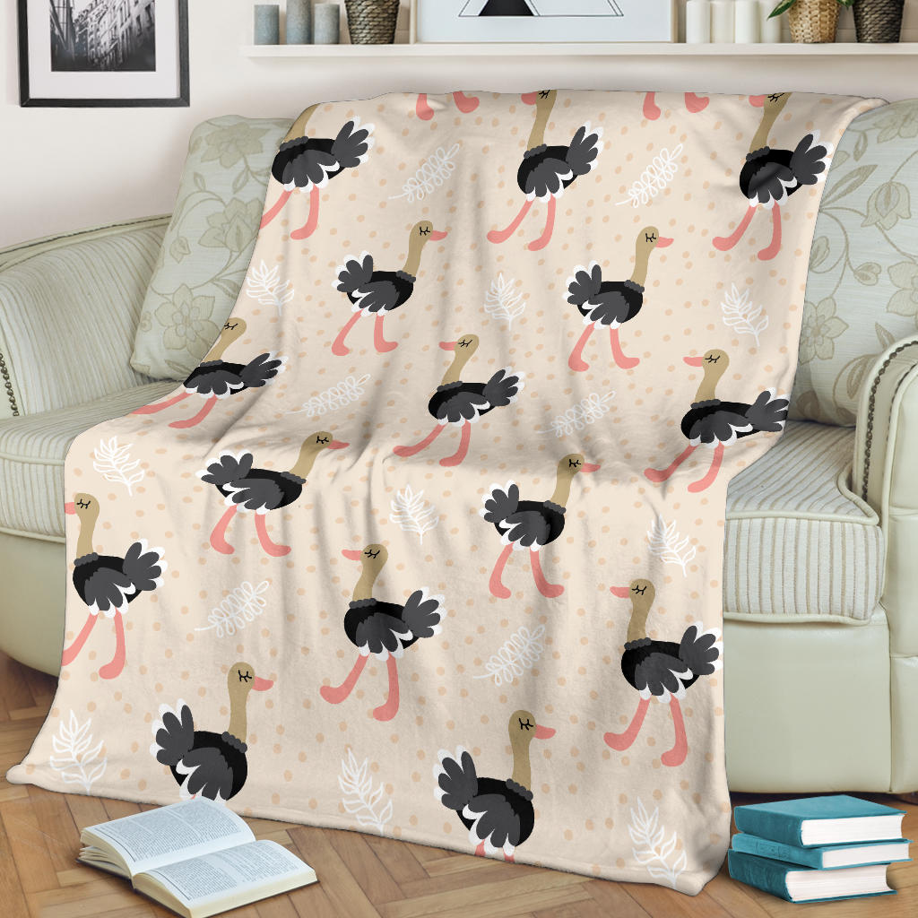 Ostrich Pattern Print Design 02 Premium Blanket