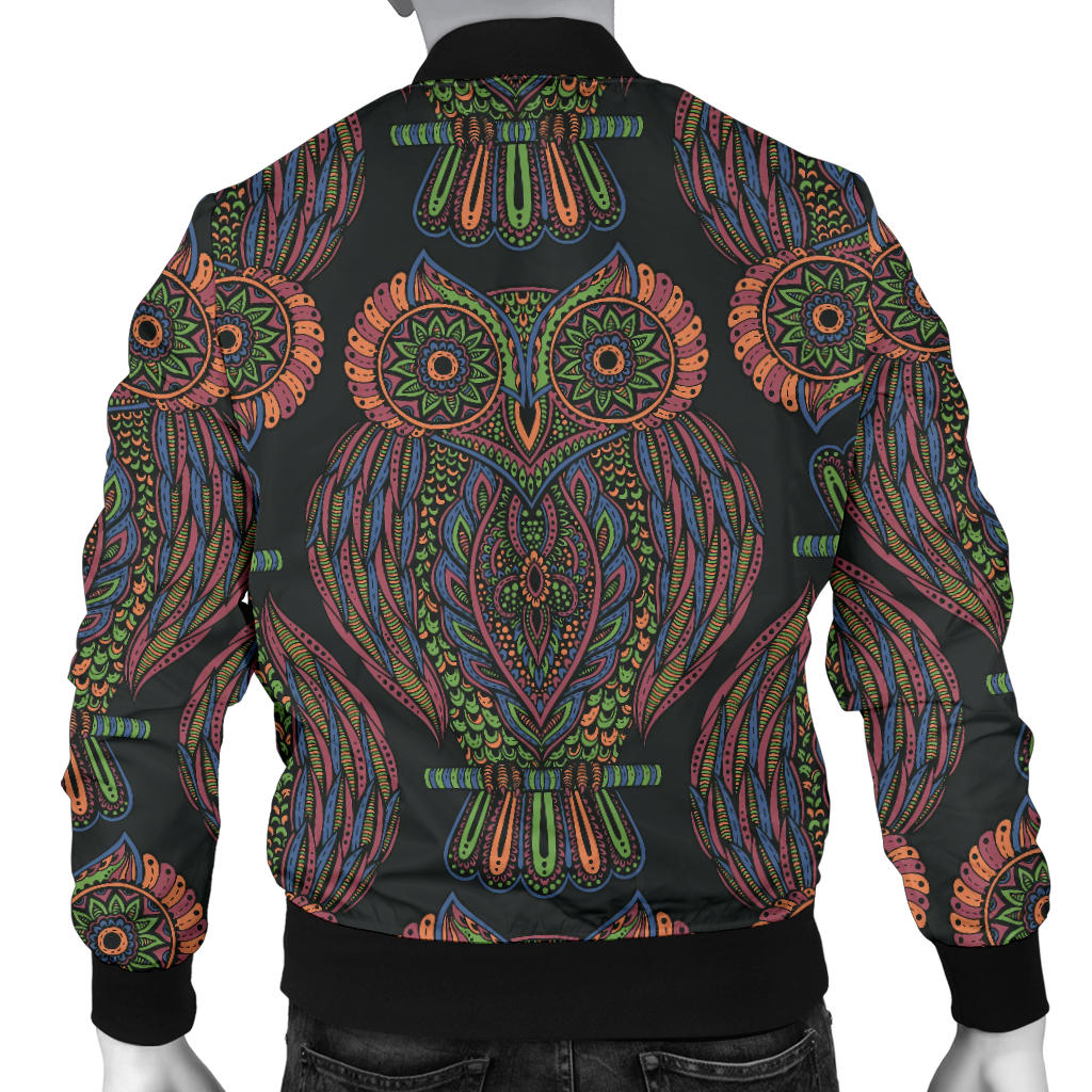 Owl Pattern Print Design A05 Men Bomber Jacket