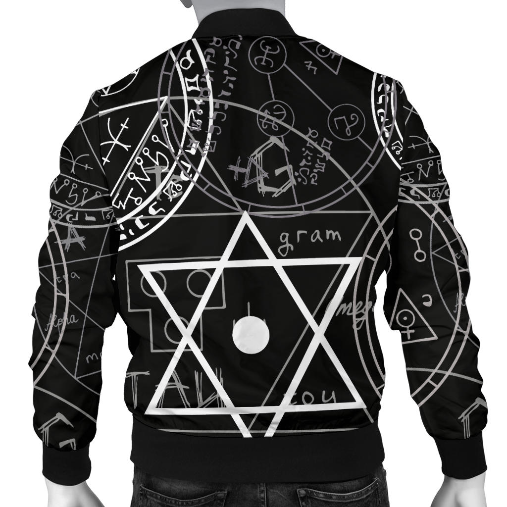 Pentagram Pattern Print Design A01 Men Bomber Jacket