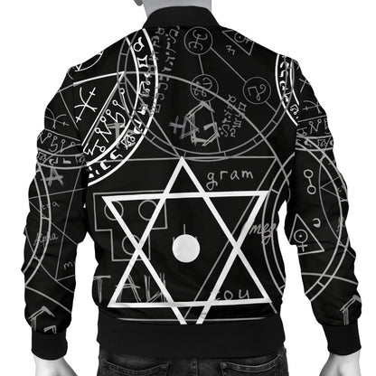 Pentagram Pattern Print Design A01 Men Bomber Jacket