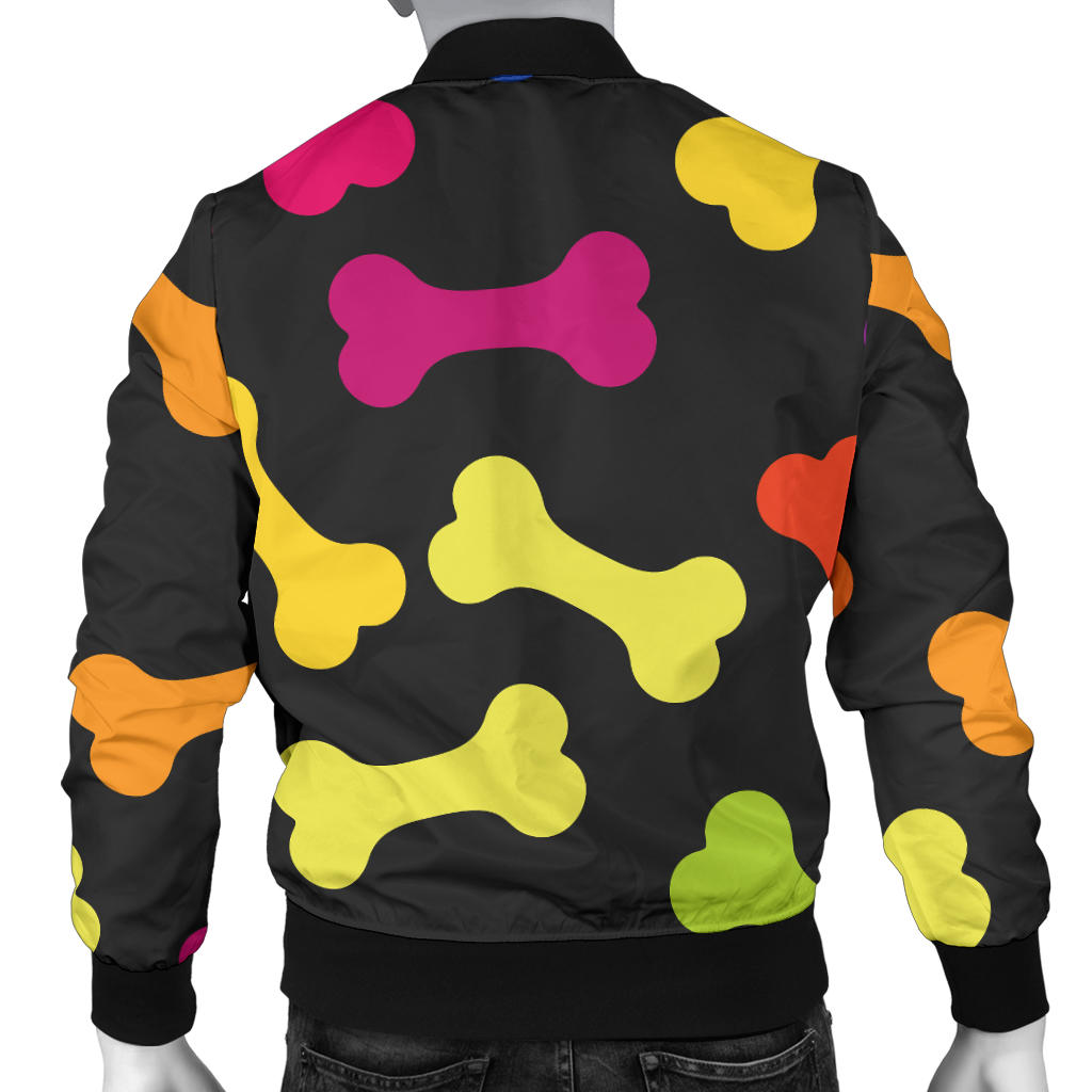 Dog Bone Neon Color Pattern Print Design 02 Men Bomber Jacket