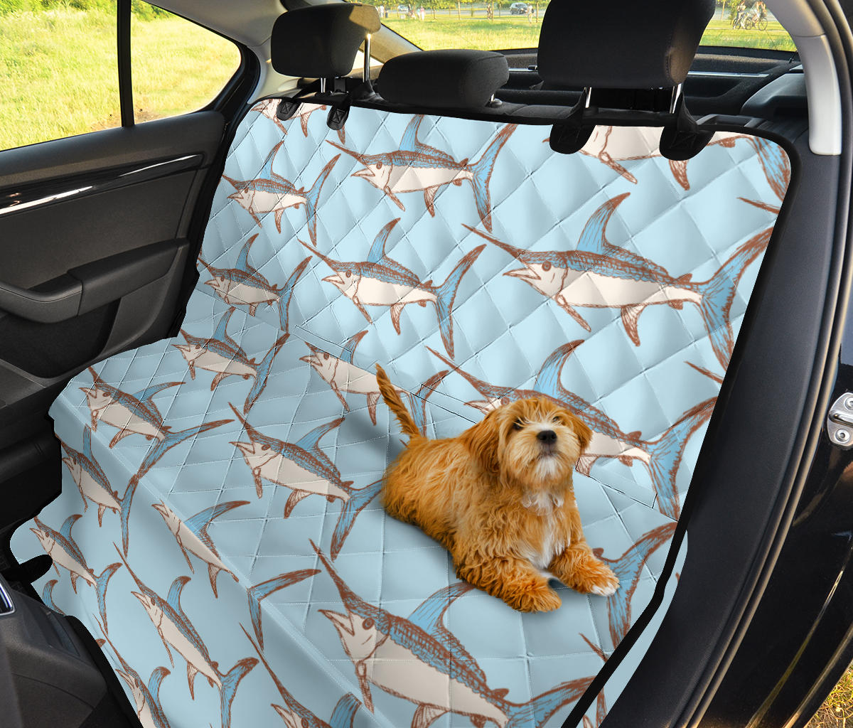 Swordfish Pattern Print Design 01 Rear Dog Car Seat Cover Hammock