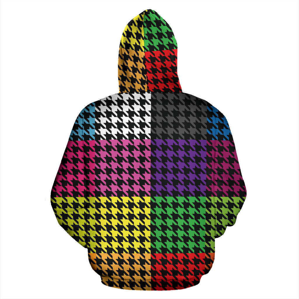 Houndstooth Colorful Pattern Print Design 01 Pullover Hoodie