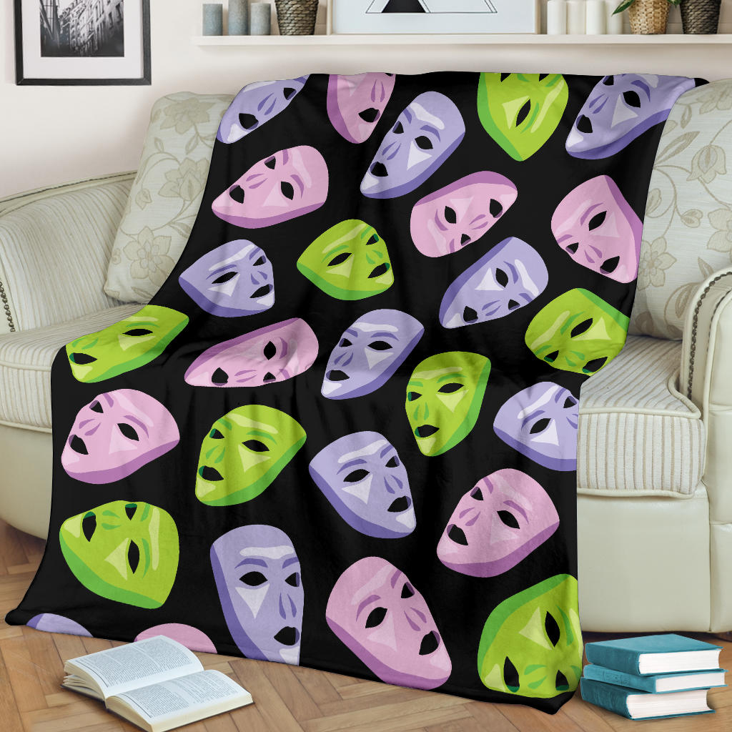 Acting Mask Pattern Print Design 04 Premium Blanket