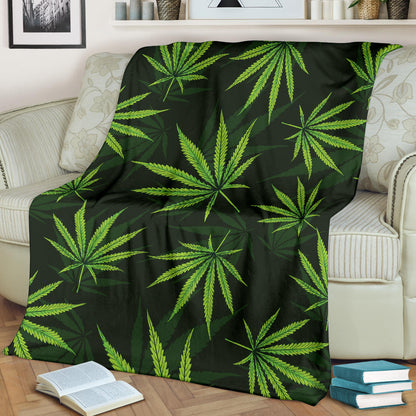 Pot Leaf Pattern Print Design A03 Premium Blanket