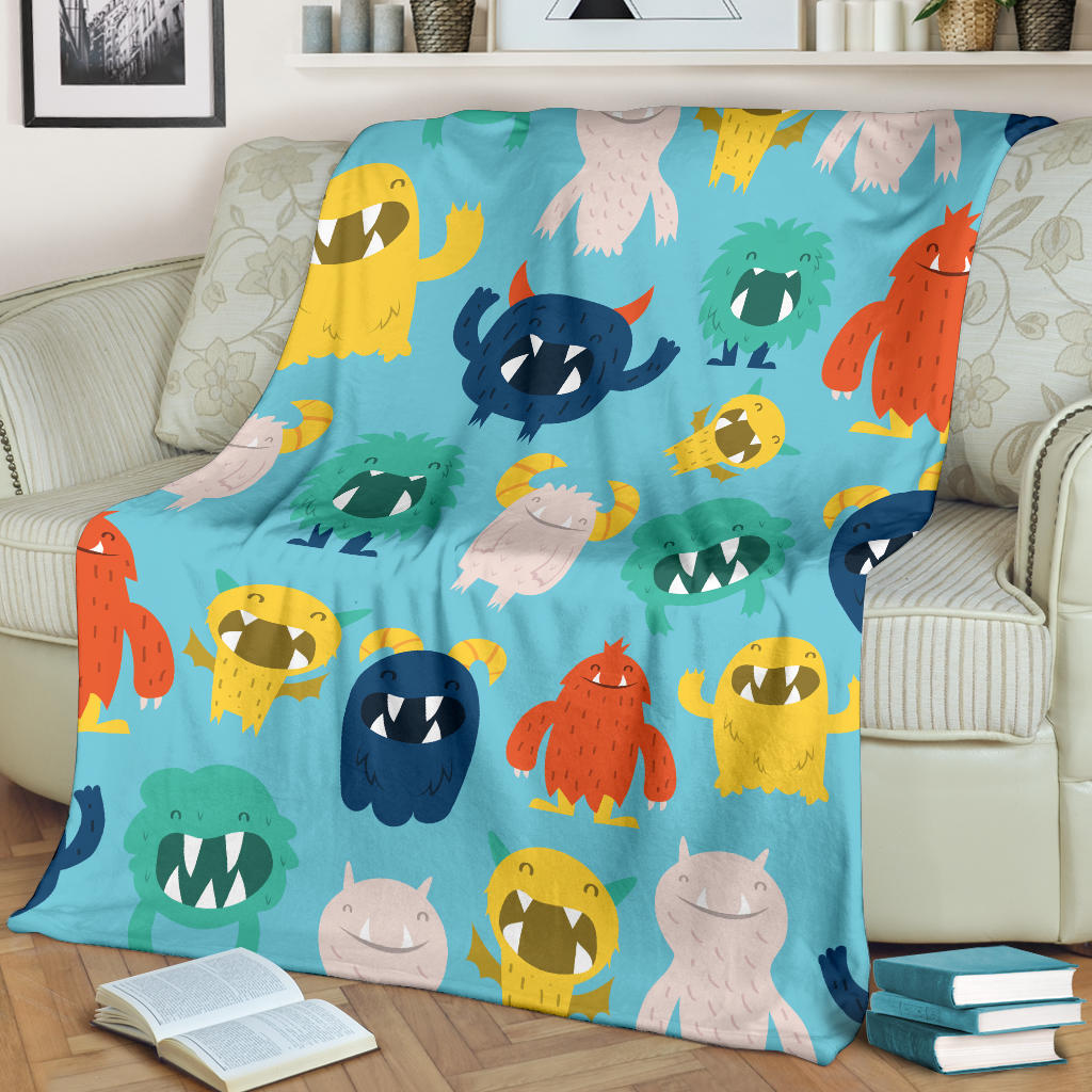 Monster Cartoon Pattern Print Design 03 Premium Blanket