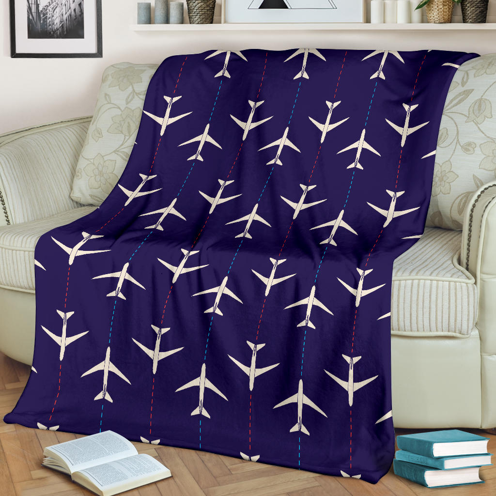 Airplane Pattern Print Design 03 Premium Blanket
