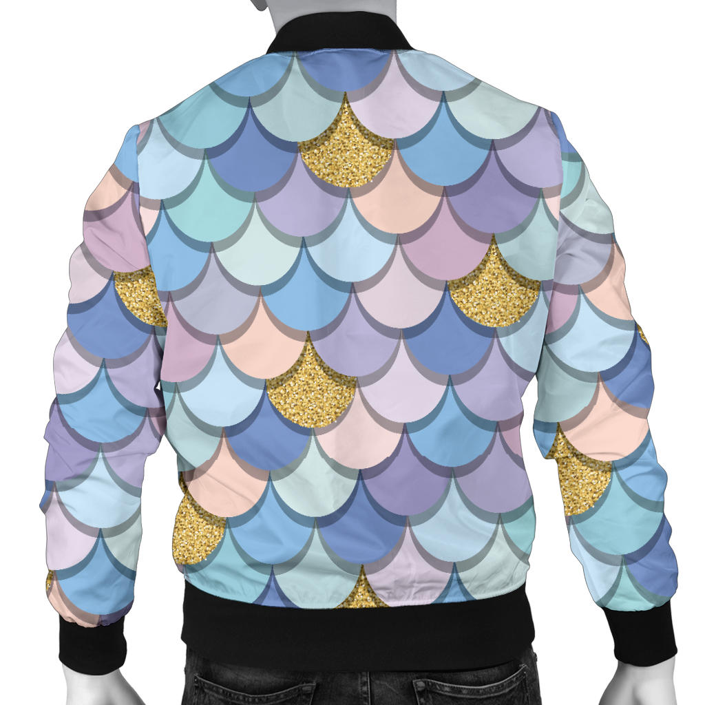 Mermaid Scales Pattern Print Design 05 Men Bomber Jacket