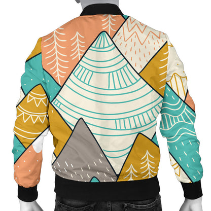 Mountain Pattern Print Design 02 Men Bomber Jacket