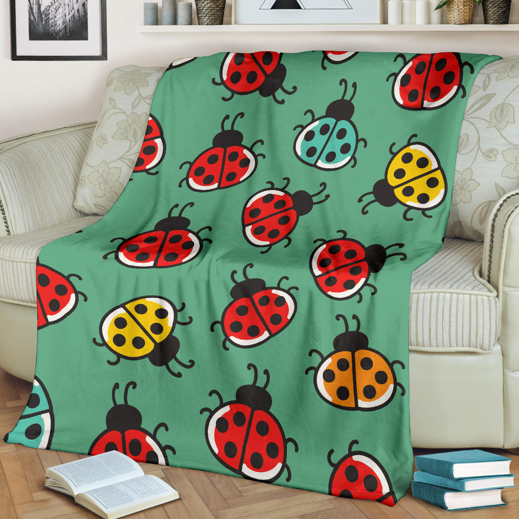 Ladybug Pattern Print Design 02 Premium Blanket