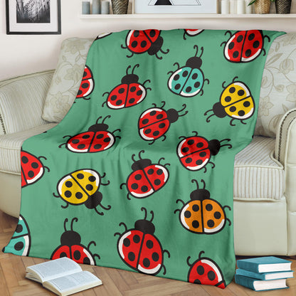 Ladybug Pattern Print Design 02 Premium Blanket
