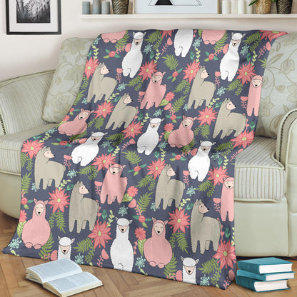 Alpaca Pattern Print Design 03 Premium Blanket