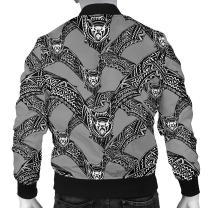 Bat Pattern Print Design 04 Men Bomber Jacket