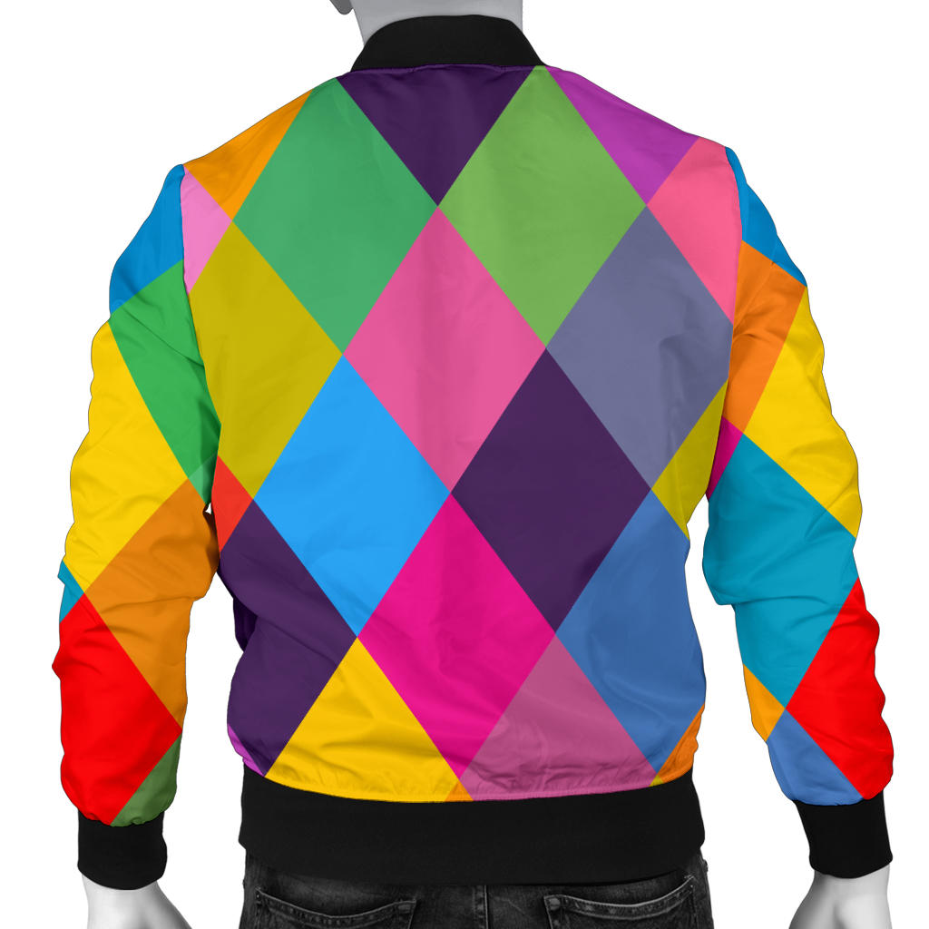 Harlequin Pattern Print Design 02 Men Bomber Jacket
