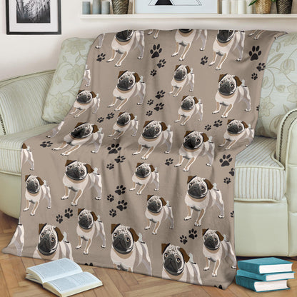 Pug Pattern Print Design A04 Premium Blanket