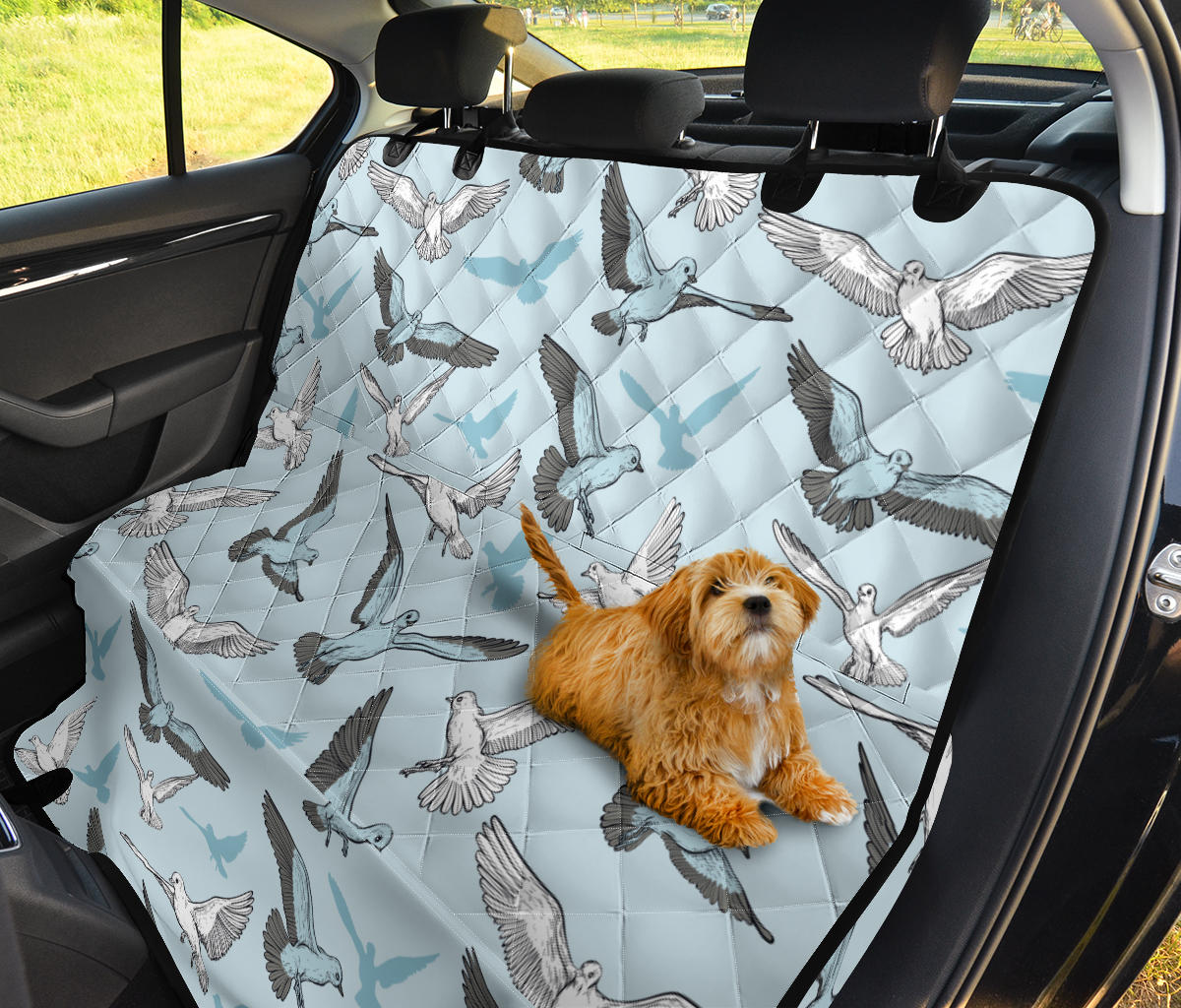 Pigeon Pattern Print Design 03 Rear Dog Car Seat Cover Hammock