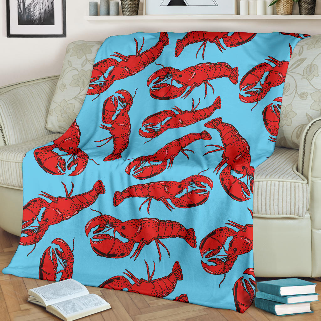Lobster Red Pattern Print Design 03 Premium Blanket