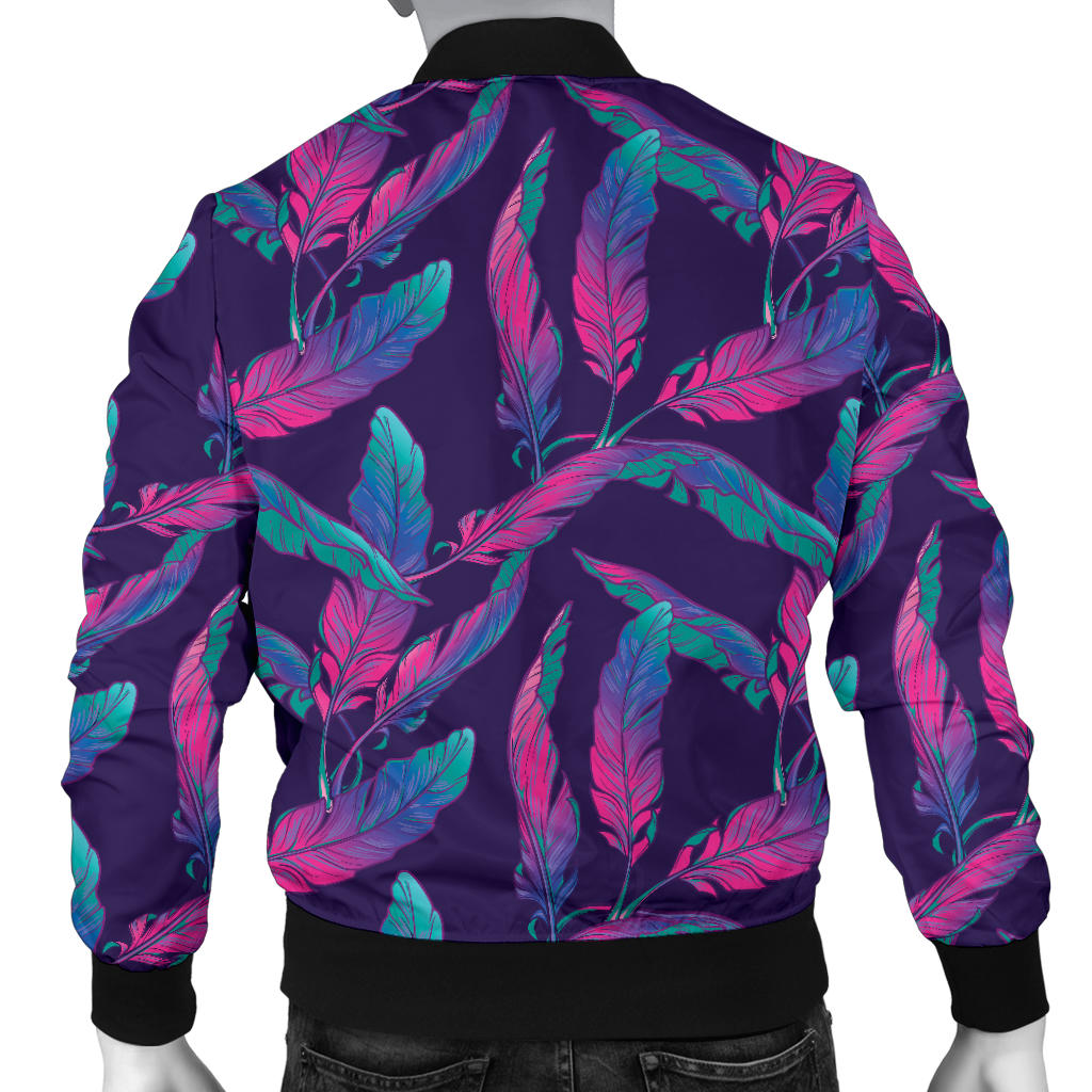 Banana Leaf Pattern Print Design 08 Men Bomber Jacket