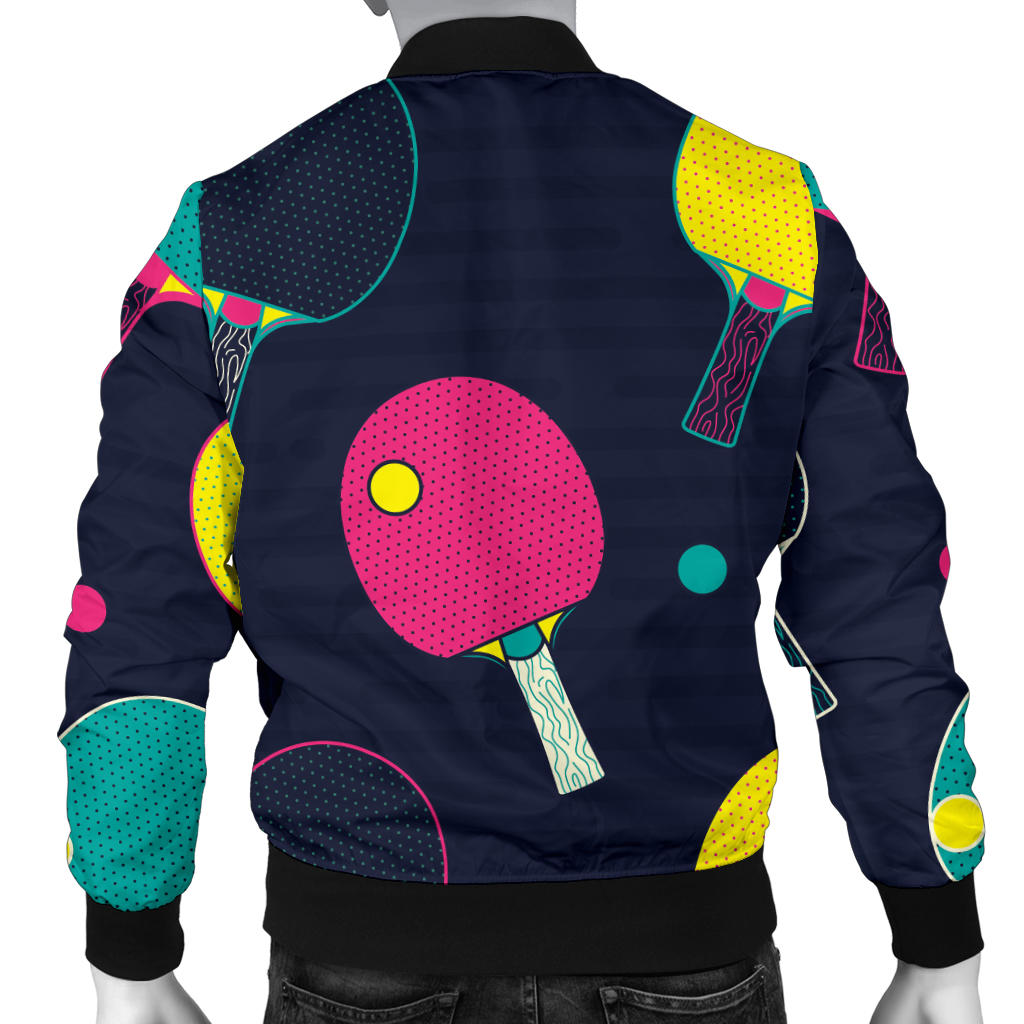 Ping Pong Pattern Print Design A04 Men Bomber Jacket