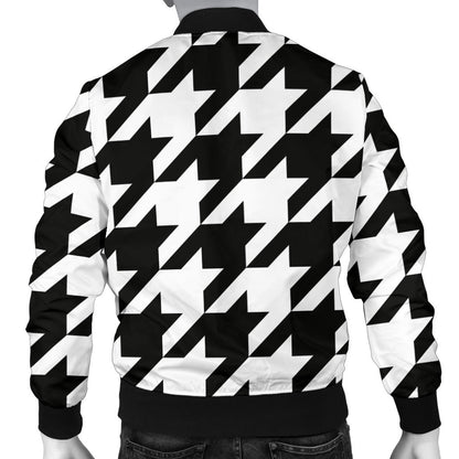 Houndstooth Black White Pattern Print Design 05 Men Bomber Jacket